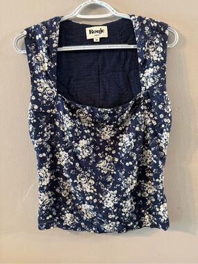 Rouje Navy Floral Sleeveless Top s26